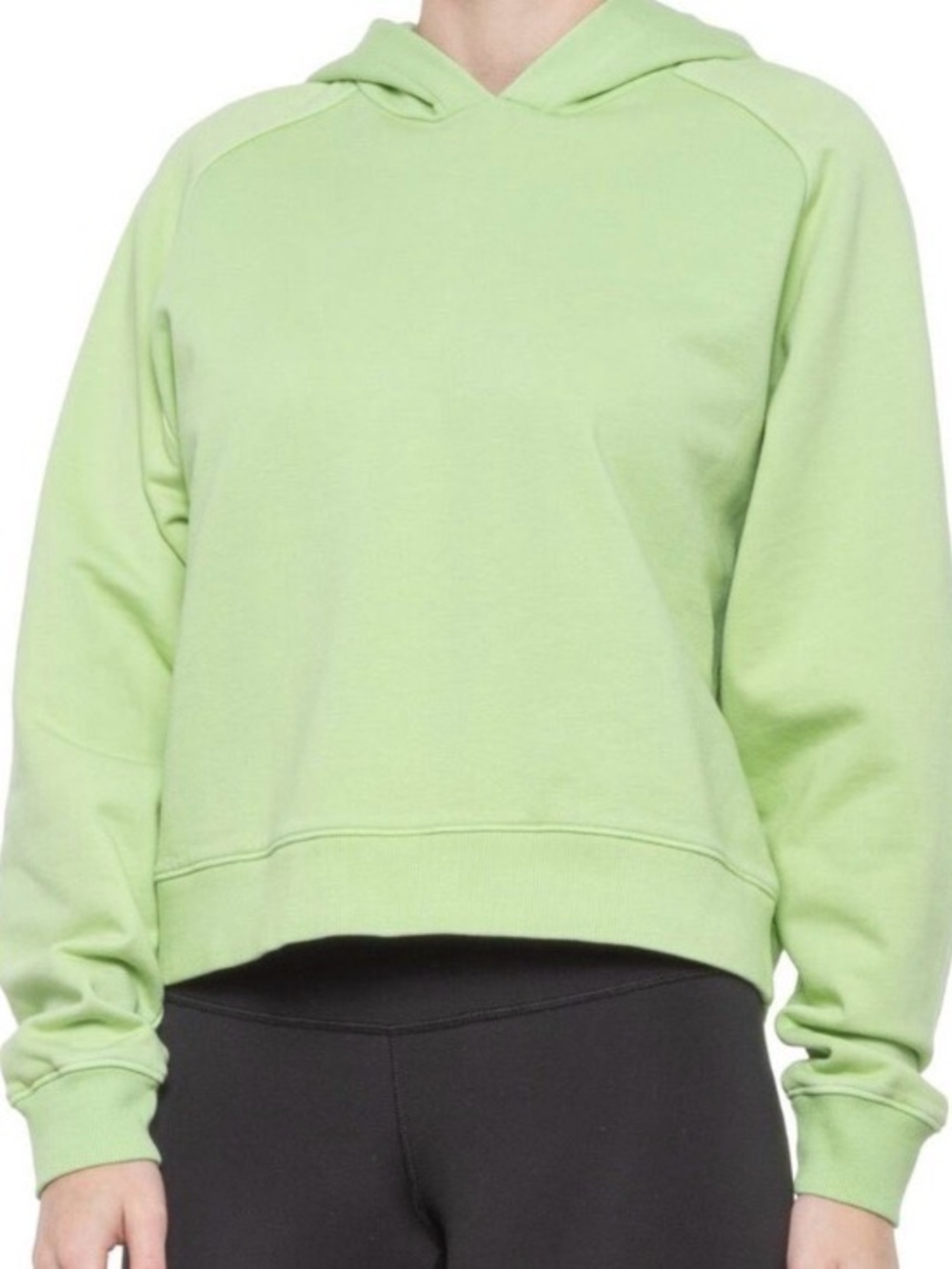 Outdoor Voices Women's Jade Green Cotton French Terry Cropped Hoodie